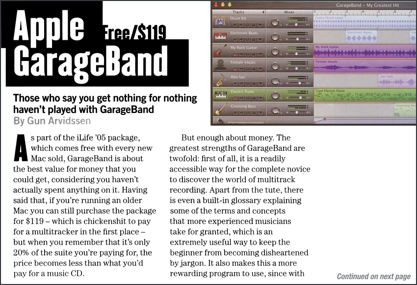 Apple GarageBand review, Guitarist Australia splash page